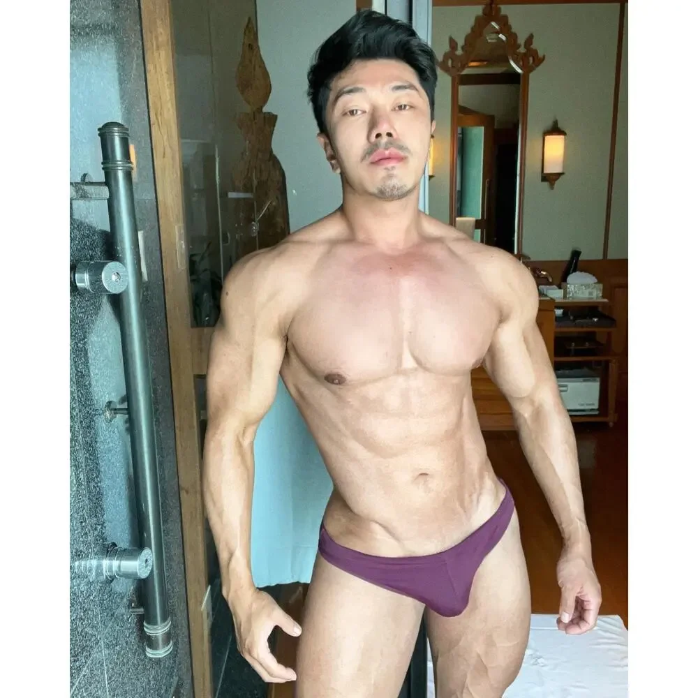 Charlie By MZ Mens Classic Body Swim Thong Color Plum Purple Large